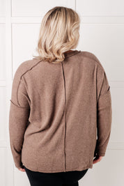 Simply Basic Ribbed Hacci Sweater in Mocha | Tops Daverri Fashions