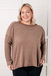 Simply Basic Ribbed Hacci Sweater in Mocha | Tops Daverri Fashions