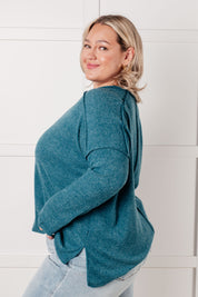 Simply Basic Ribbed Hacci Sweater Teal | Sweaters Daverri Fashions