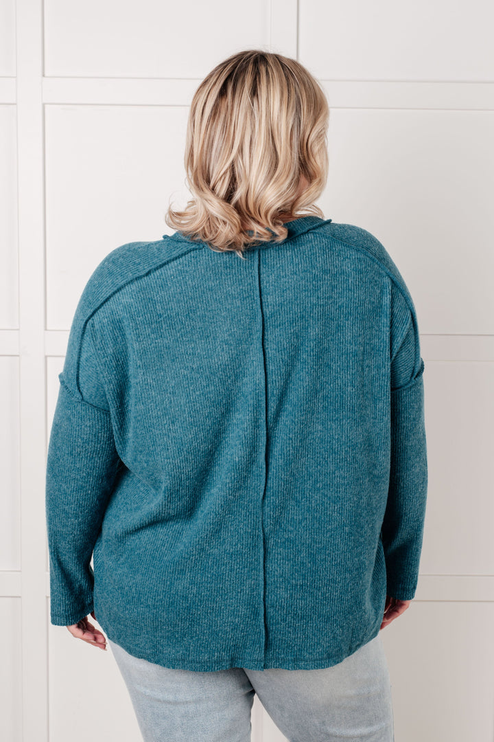 Simply Basic Ribbed Hacci Sweater Teal | Sweaters Daverri Fashions