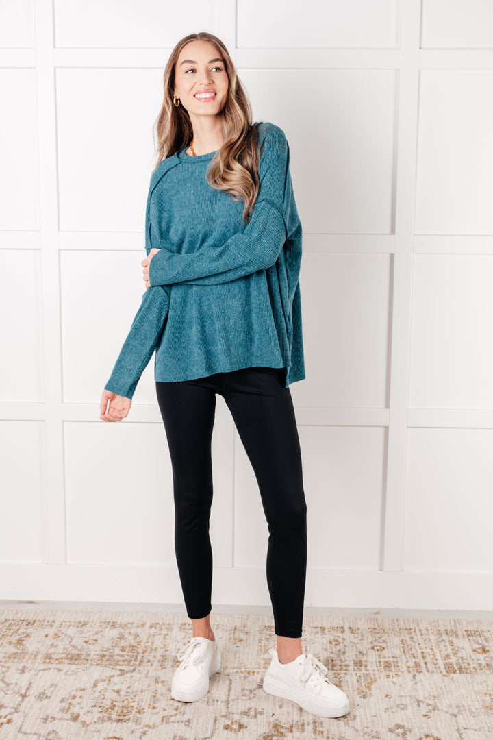 Simply Basic Ribbed Hacci Sweater Teal | Sweaters Daverri Fashions