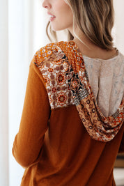 Sipping Iced Tea Mixed Print Hoodie | Tops Daverri Fashions