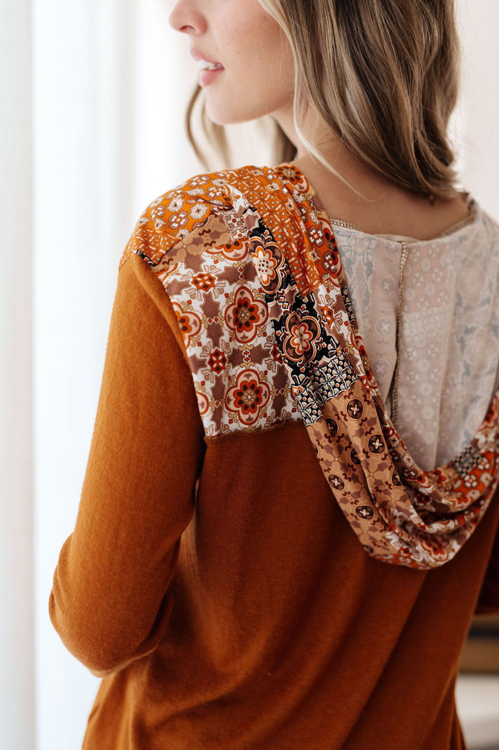 Sipping Iced Tea Mixed Print Hoodie | Tops Daverri Fashions