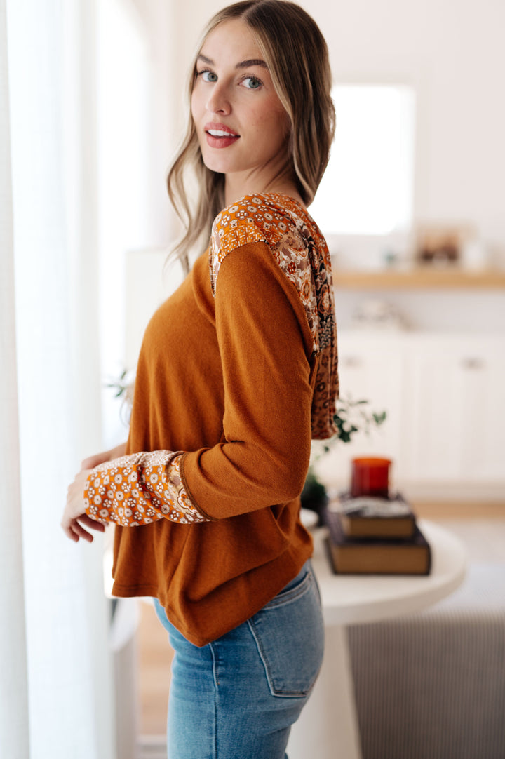 Sipping Iced Tea Mixed Print Hoodie | Tops Daverri Fashions
