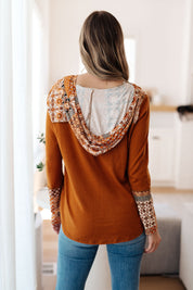 Sipping Iced Tea Mixed Print Hoodie | Tops Daverri Fashions