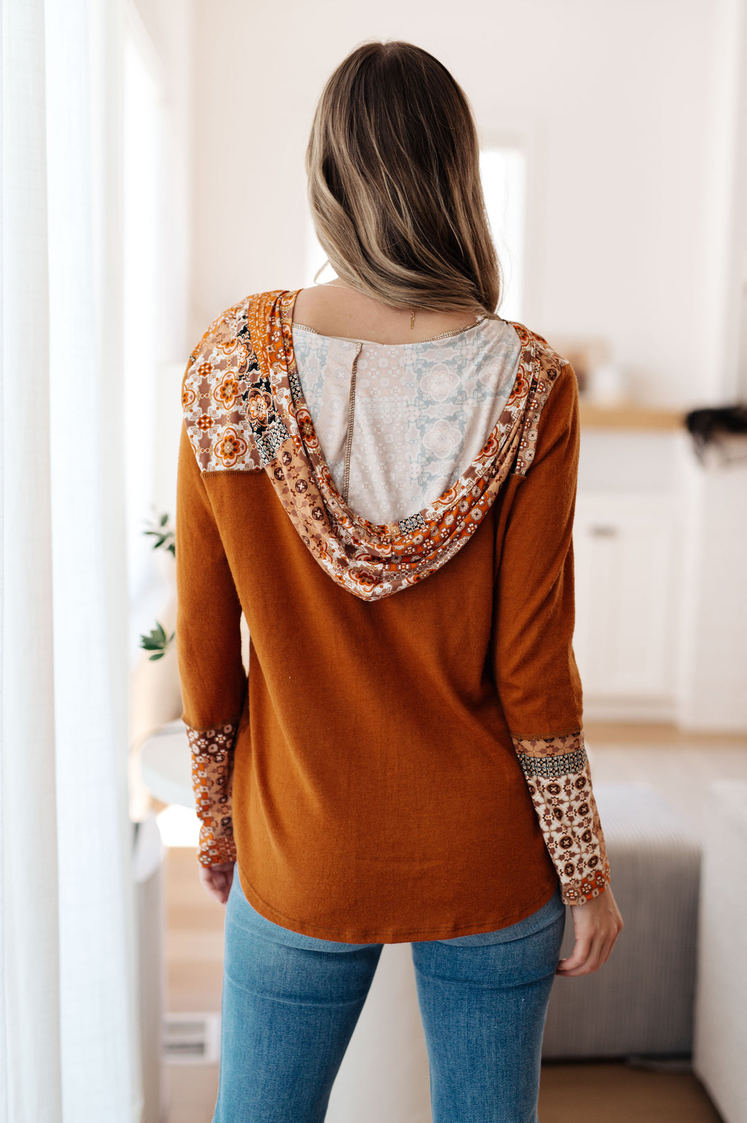 Sipping Iced Tea Mixed Print Hoodie | Tops Daverri Fashions
