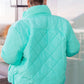 Bibi Mock Neck Mint Green Quilted Puffer Jacket with Hood