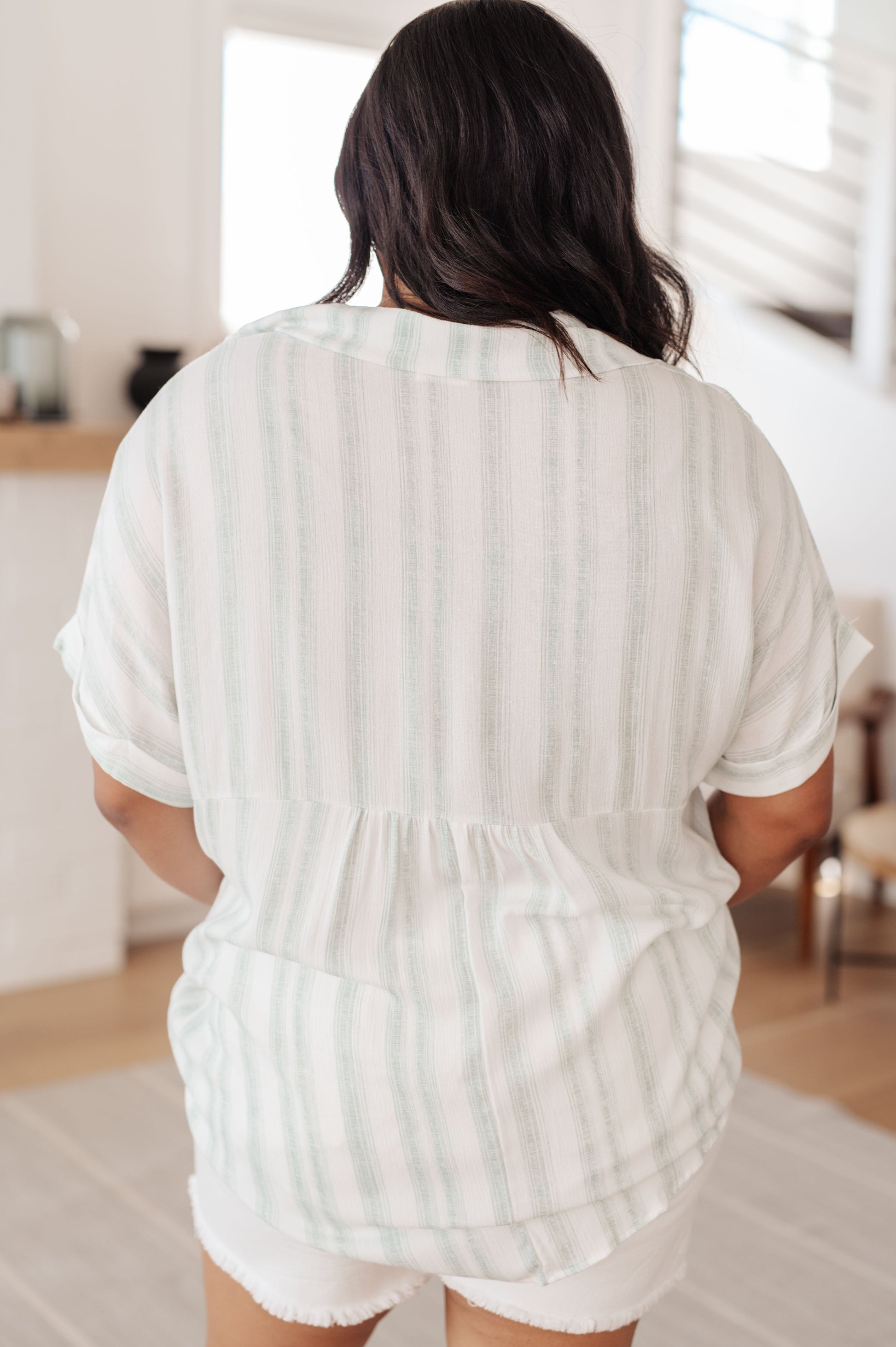 Lovely Melody Green Striped Top Tops