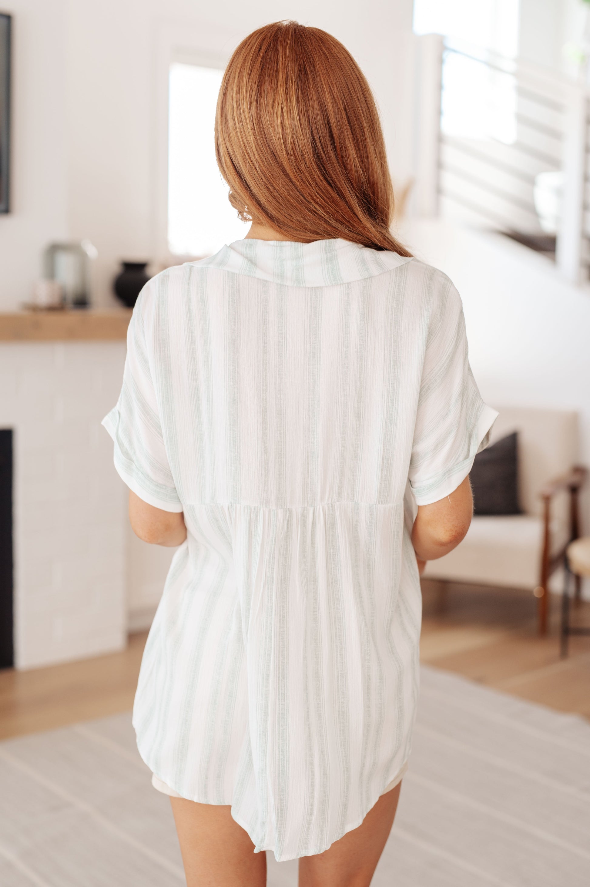 Lovely Melody Green Striped Top Tops