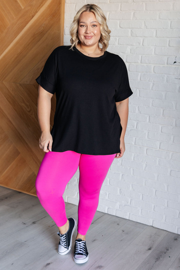 Neon Hot Pink Short Sleeve Loungewear Set Outfit Sets