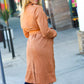 Rust Suede Double Breasted Belted Lined Trench Coat - DAVERRI FASHIONS