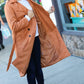 Rust Suede Double Breasted Belted Lined Trench Coat - DAVERRI FASHIONS