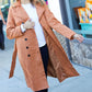 Rust Suede Double Breasted Belted Lined Trench Coat - DAVERRI FASHIONS