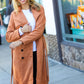 Rust Suede Double Breasted Belted Lined Trench Coat - DAVERRI FASHIONS