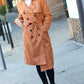 Rust Suede Double Breasted Belted Lined Trench Coat - DAVERRI FASHIONS