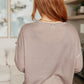 Sew In Love taupe V-neck pullover with silver chain detailing