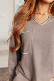 Sew In Love Exposed Seam V-Neck Pullover