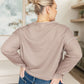 Soft taupe Sew In Love Exposed Seam V-Neck Pullover with distressed sleeve stitching