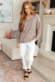 Sew In Love Exposed Seam V-Neck Pullover