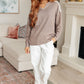 Soft taupe Sew In Love Exposed Seam V-neck pullover with lace trim