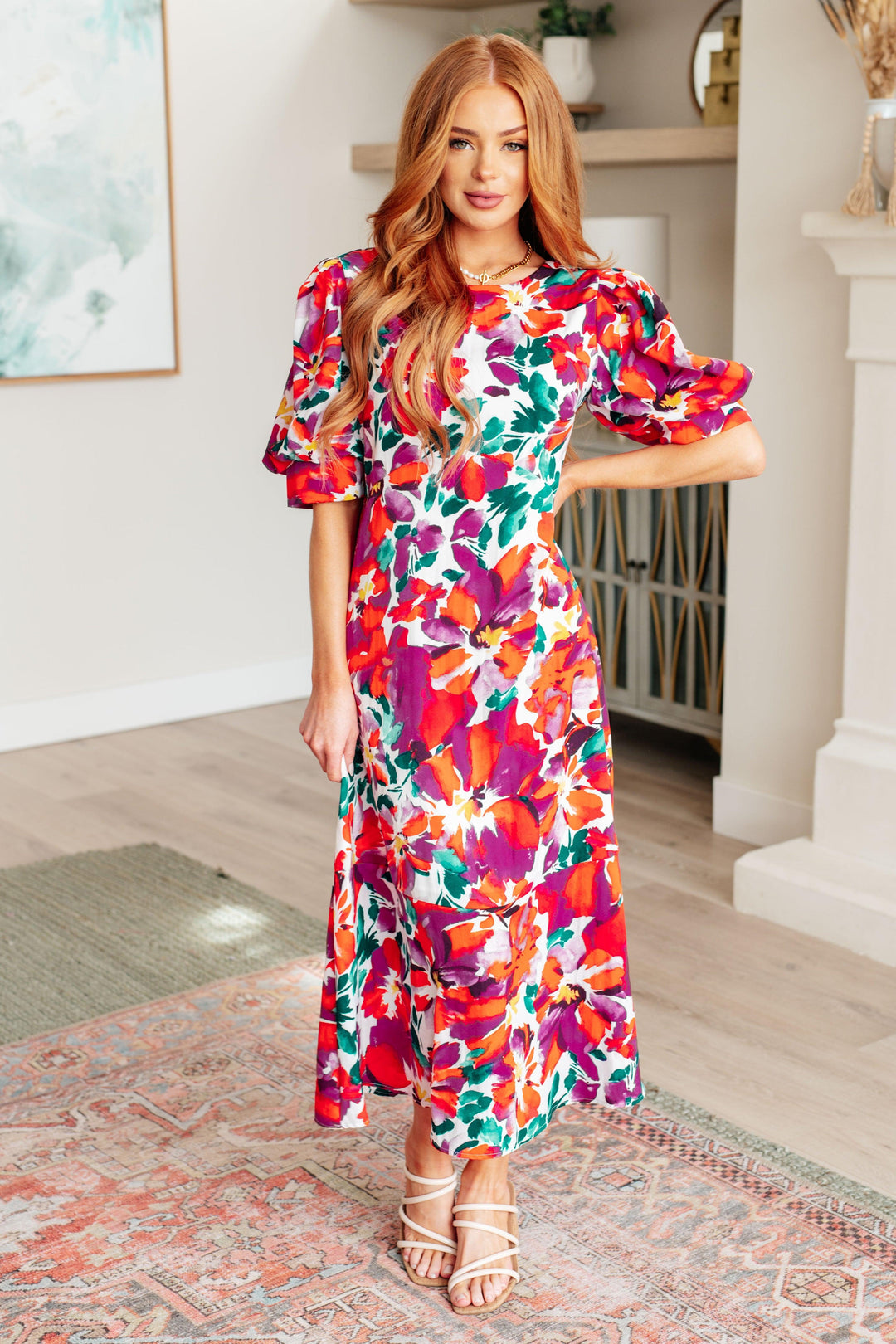 Stroll in the Park Floral Dress Multicolor Maxi Dresses
