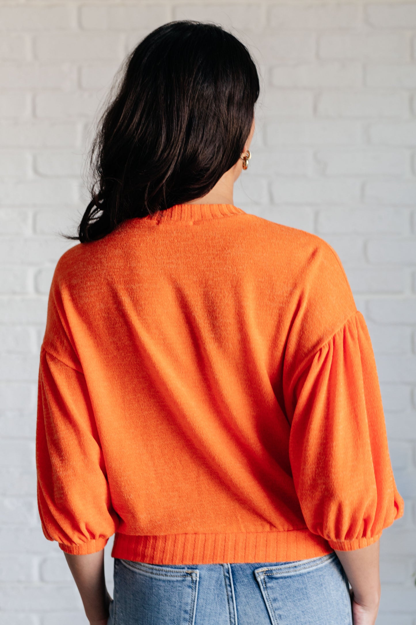 GeeGee Balloon Sleeve Sweater in Orange
