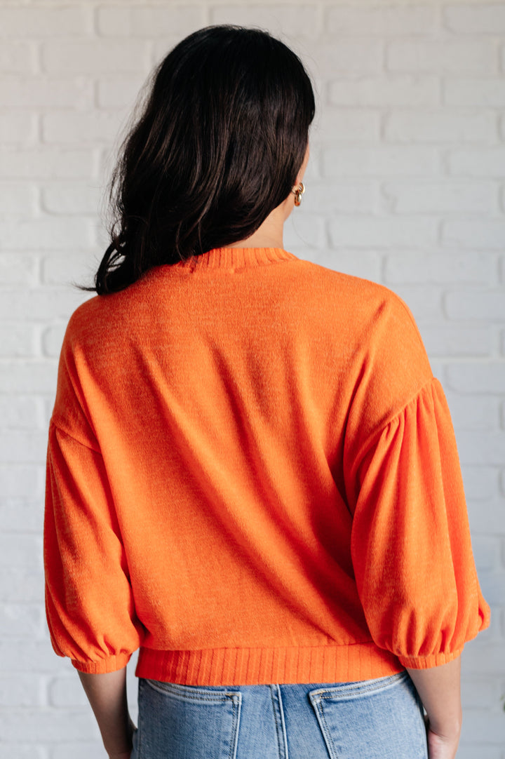 GeeGee Balloon Sleeve Sweater in Orange