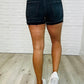 Sunset Stroll Distressed Hem Shorts in Washed Black Denim Shorts