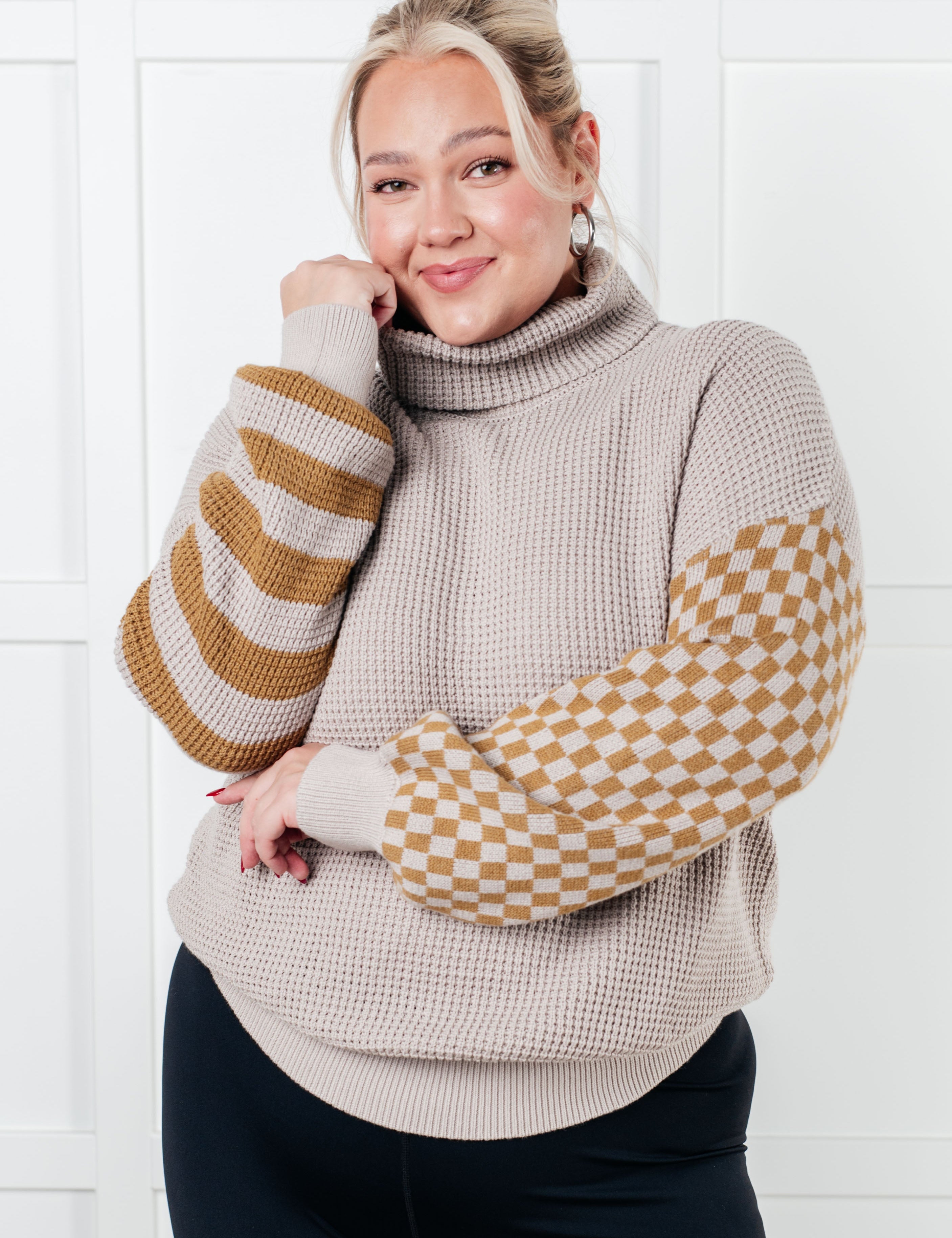 Super Seasonal Patchwork Waffle Knit Sweater Sweaters