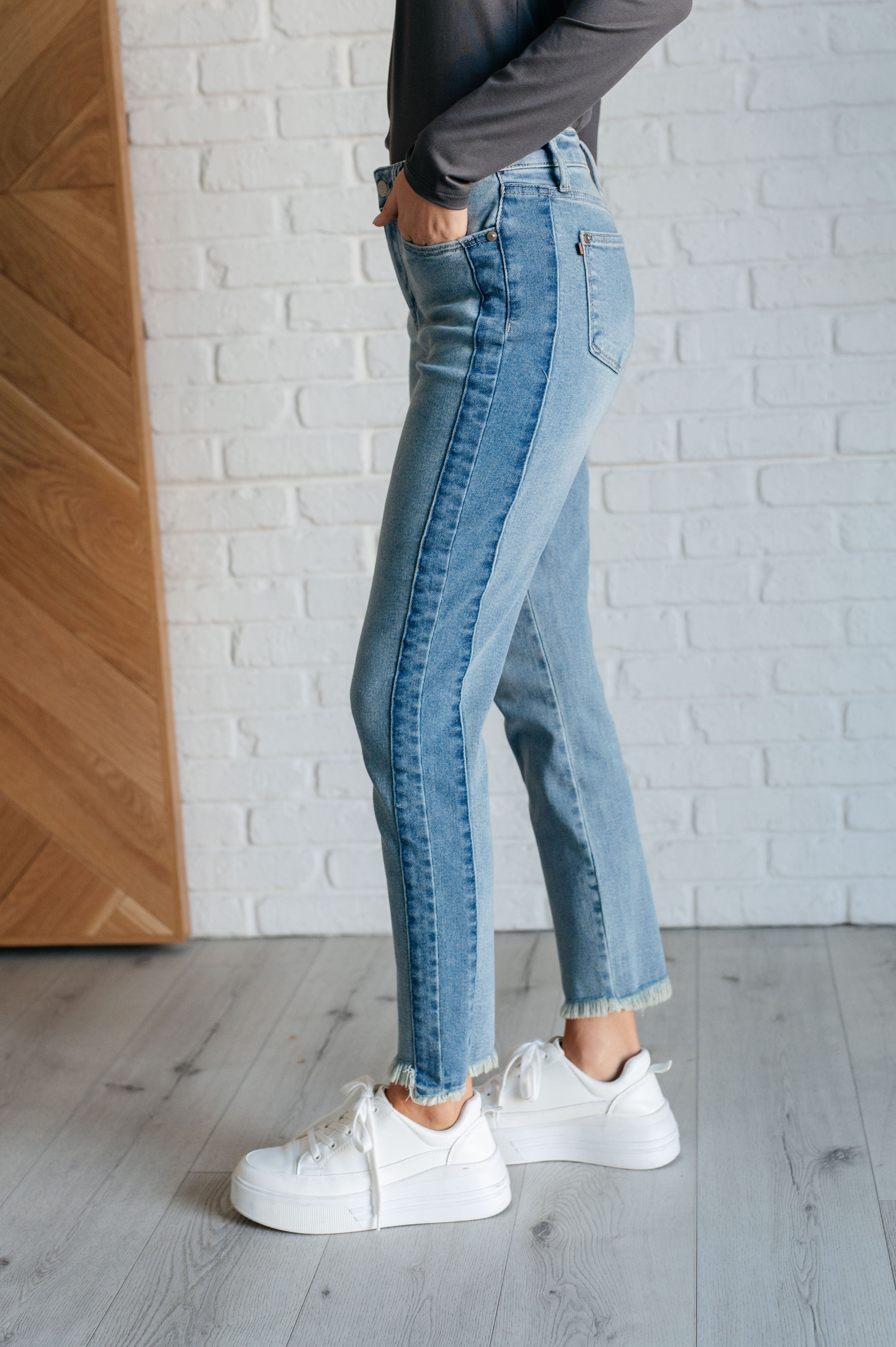 Susan High Rise Side Panel Detail Slim Jeans Denim