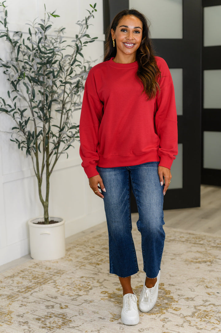 Rae Mode Drop Shoulder Pullover in True Red
