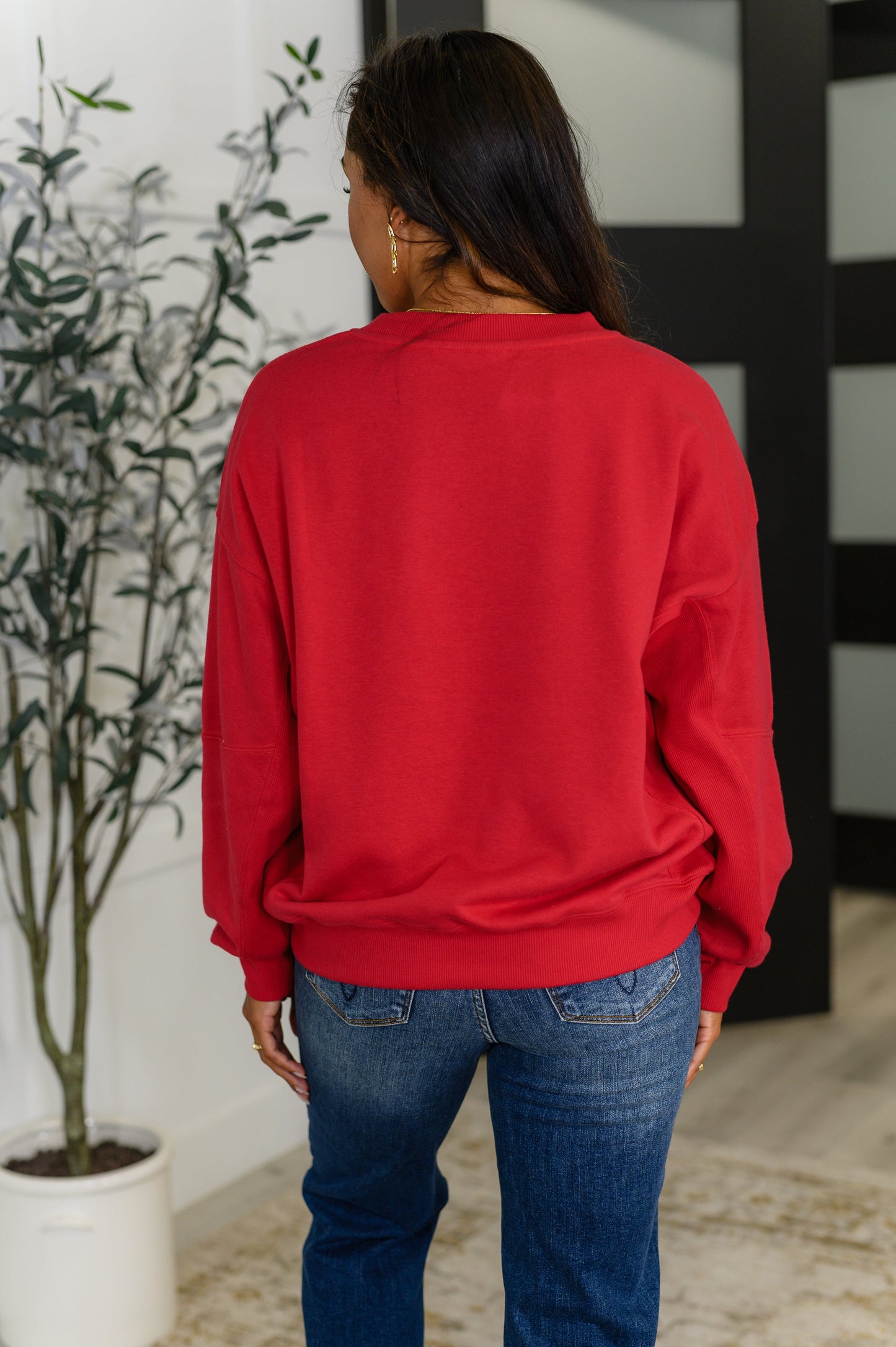 Rae Mode Drop Shoulder Pullover in True Red