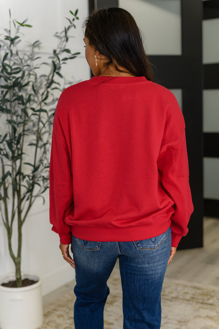 Rae Mode Drop Shoulder Pullover in True Red