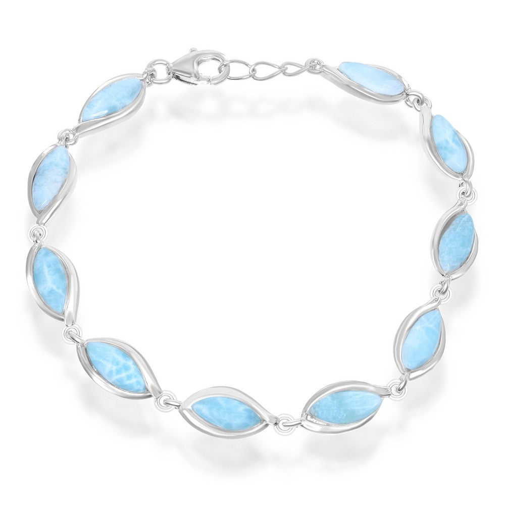 Sterling Silver Marquise Larimar Bracelet Bracelets