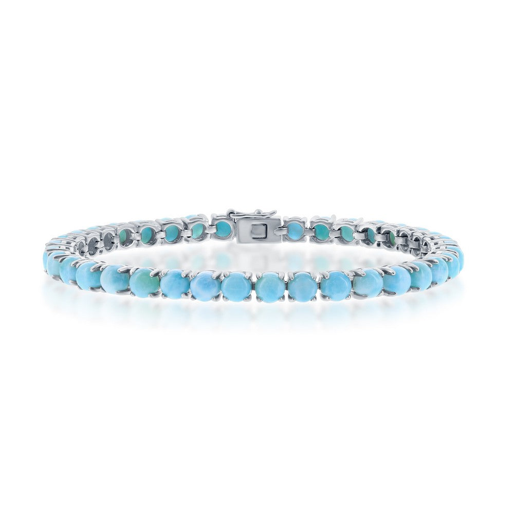 Sterling Silver 5mm Larimar Tennis Bracelet Bracelets