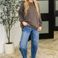 Talk Cozy to Me Stepped Hem Pullover in Brown