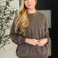 Talk Cozy to Me Stepped Hem Pullover in Brown