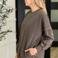 Talk Cozy to Me Stepped Hem Pullover in Brown