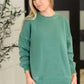 Talk Cozy to Me Stepped Hem Pullover in Dark Green