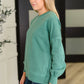 Talk Cozy to Me Stepped Hem Pullover in Dark Green