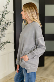 Stepped Hem Pullover in Sleet | Tops Daverri Fashions