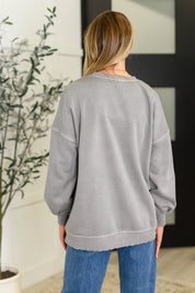 Stepped Hem Pullover in Sleet | Tops Daverri Fashions