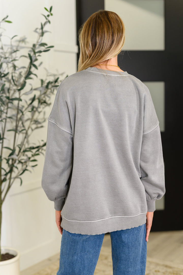 Stepped Hem Pullover in Sleet