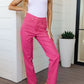 Judy Blue Control Top Faux Leather Pants in Hot Pink
