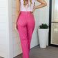 Judy Blue Control Top Faux Leather Pants in Hot Pink