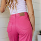 Judy Blue Control Top Faux Leather Pants in Hot Pink