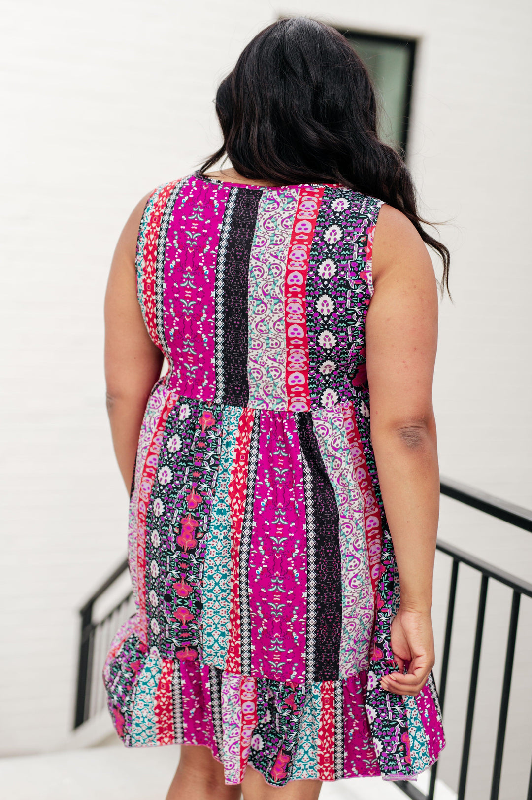 That's So Boho Mixed Print Sleeveless Dress Midi Dresses