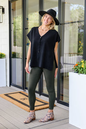 Andree by Unit The Finale Black Side Tie Top | Tops Daverri Fashions