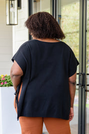 Andree by Unit The Finale Black Side Tie Top | Tops Daverri Fashions