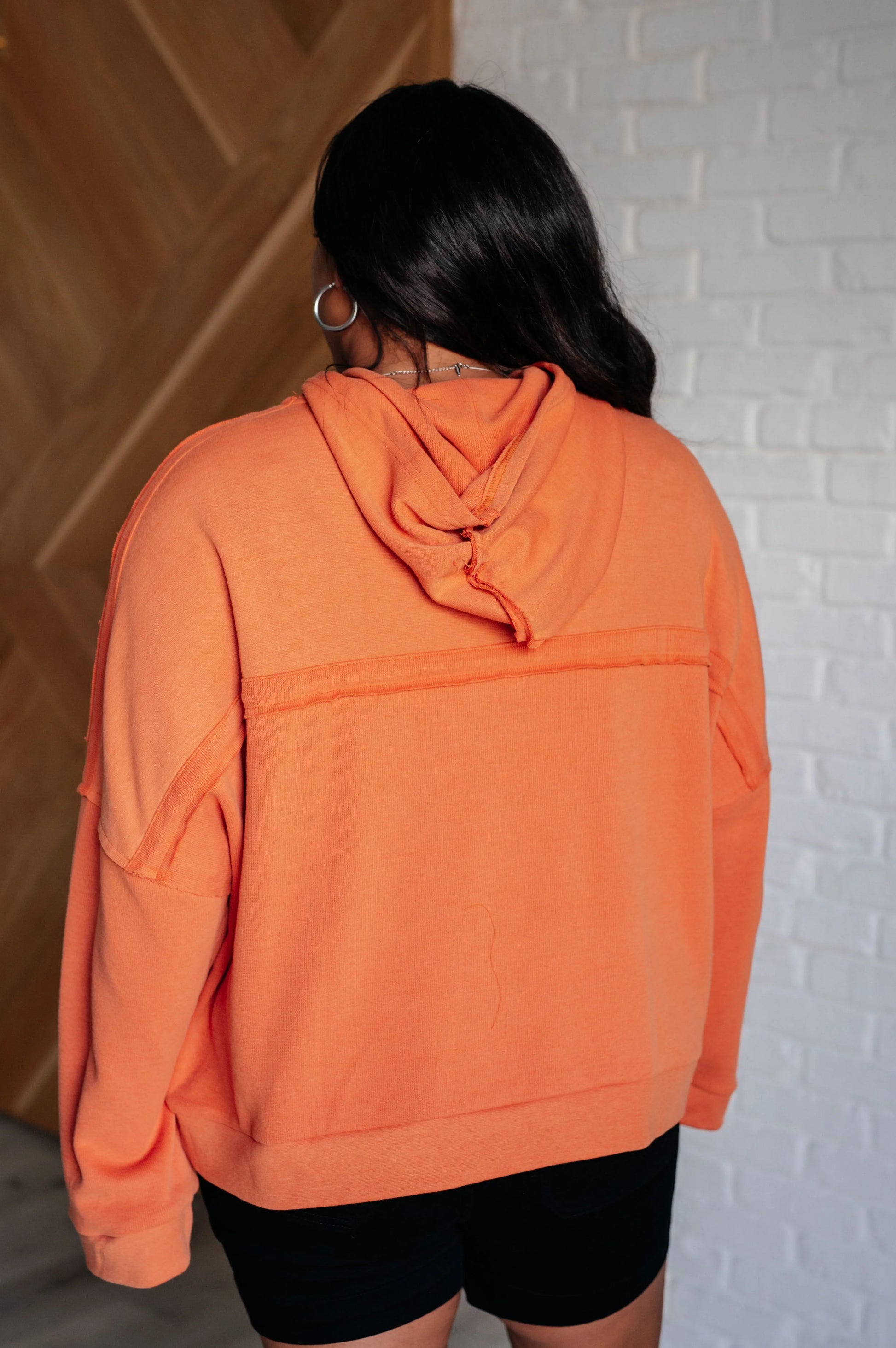 Orange Throwback Heartthrob Hoodie with knotted back design